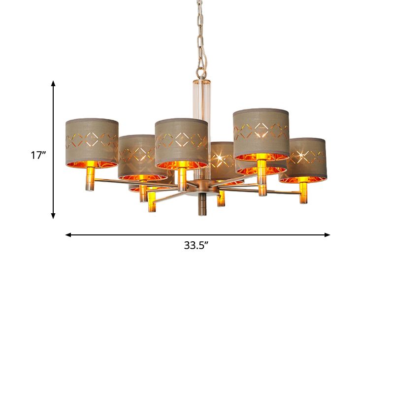 Lampadini da soffitto 6/8 Bulbi con tessuto tamburo tradizionale lampadario a pendente lampadario in marrone