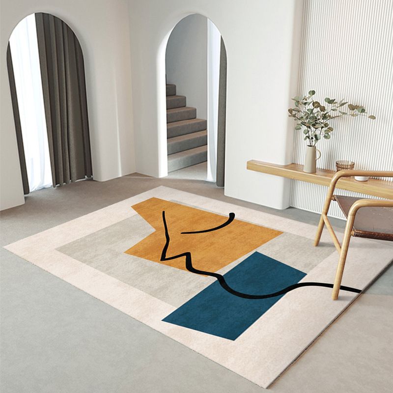 Black Modern Print Carpet Polyester Simple Carpet Washable Carpet for Living Room