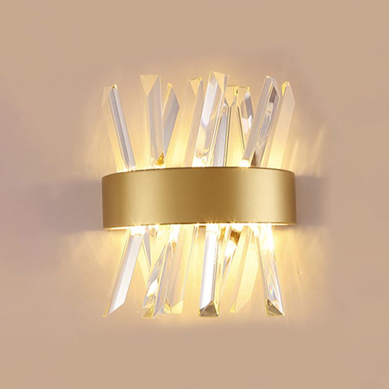 Luz de columna Luz de columna Modern Style Crystal 2 luces de pared Iluminación en oro y negro