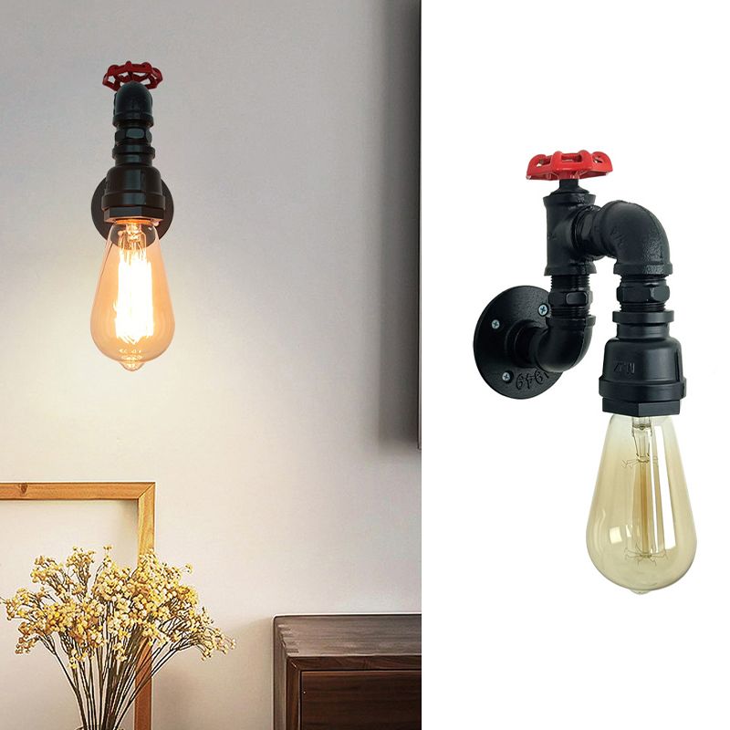 Industrial Wall Sconce Pipe Shape Wall Light with Metal Shade for Living Room