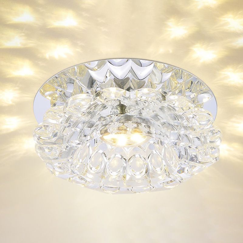 Modern Mini Crystal Ceiling Light Hallway LED Flush Mount Lamp with Hole 1.9-3.2" Dia