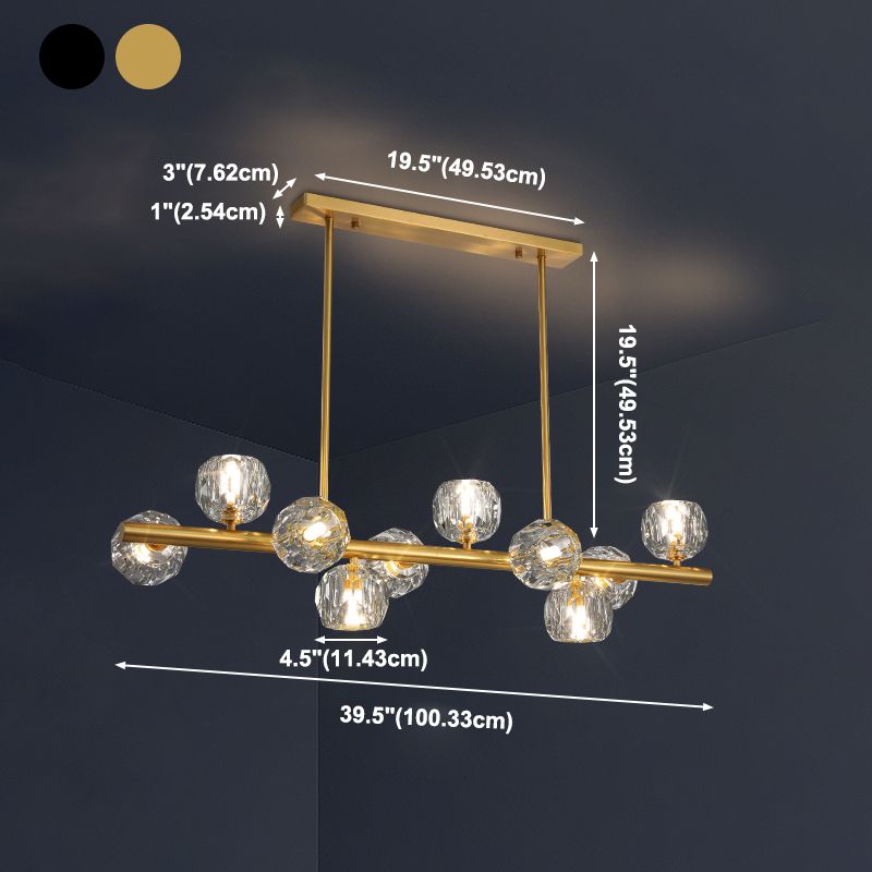 Globe Crystal Island Lighting Fixture Modern Elegant Ceiling Pendant Light for Dining Room
