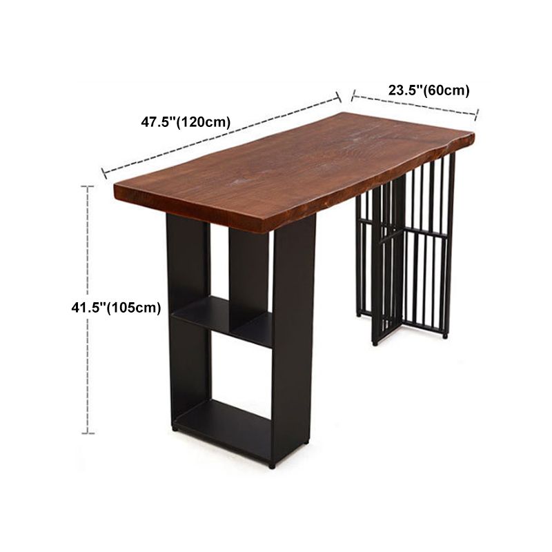 Solid Wood Bar Dining Table Industrial Bar Dining Table with Double Pedestal Base