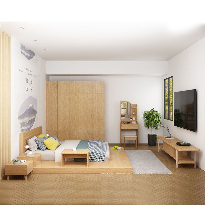 16" W Nightstand Wooden Closed Storage Night Table for Bedroom