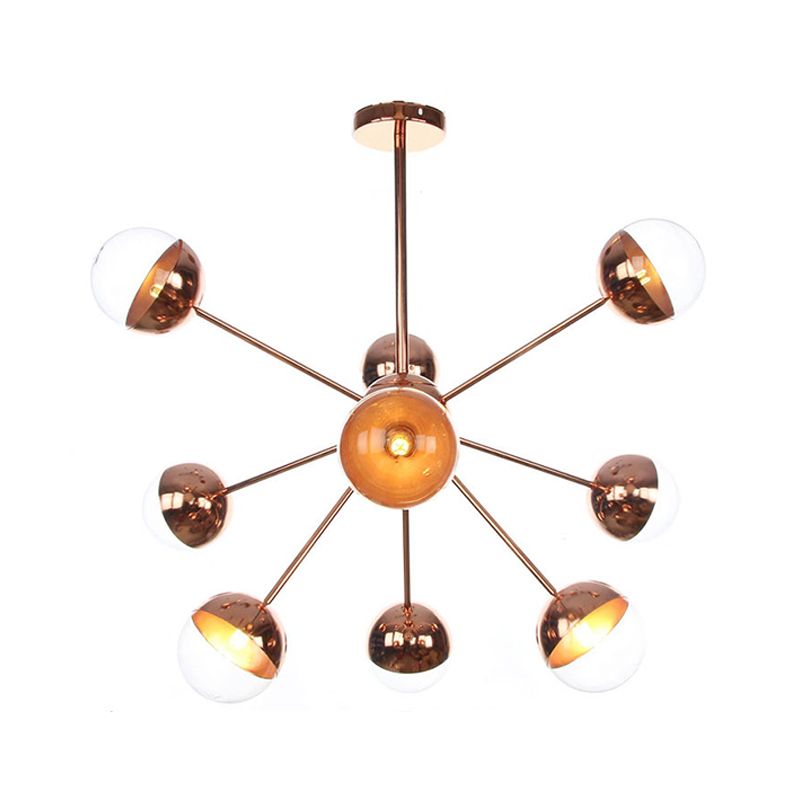 Semi-encastré Globe pour salle à manger, verre blanc/transparent/gris fumée, 9/12/15 lumières, luminaire semi-encastré contemporain en cuivre/chrome/or