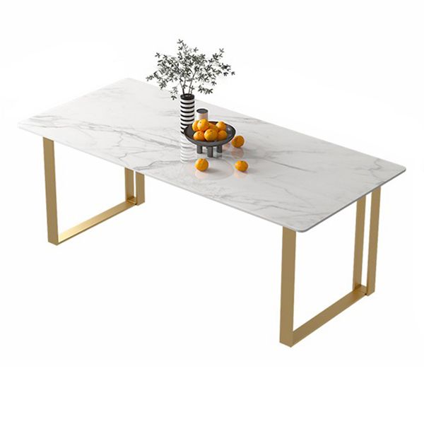 Contemporary White Standard Dining Table Rectangle Sintered Stone Dining Table for Kitchen