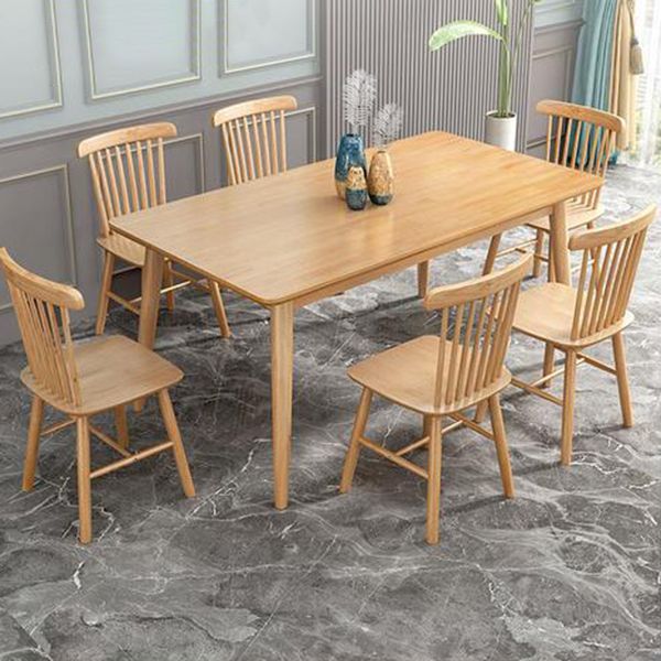 Rectangle Modern Wood Table Standard Height Table Dining Table with 4 Legs