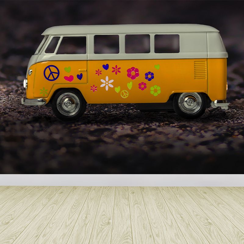 Little Bus Mural Wallpaper Mildew Resistant for Accent Wall Multiple Sizes Available