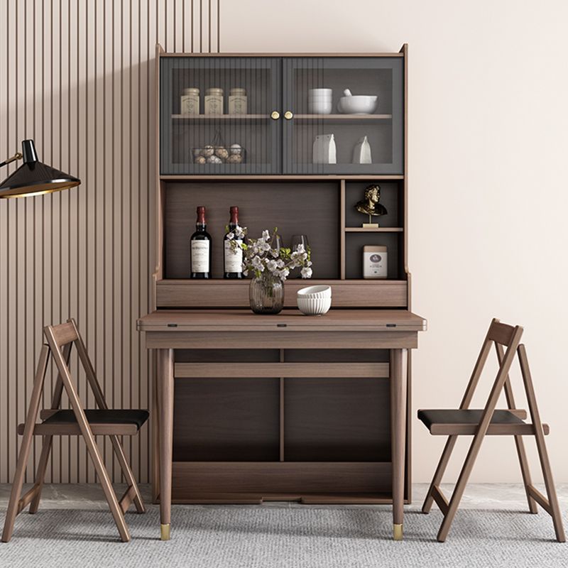 Modern Rectangle Folding Wood Dining Table for Small Space with Storage