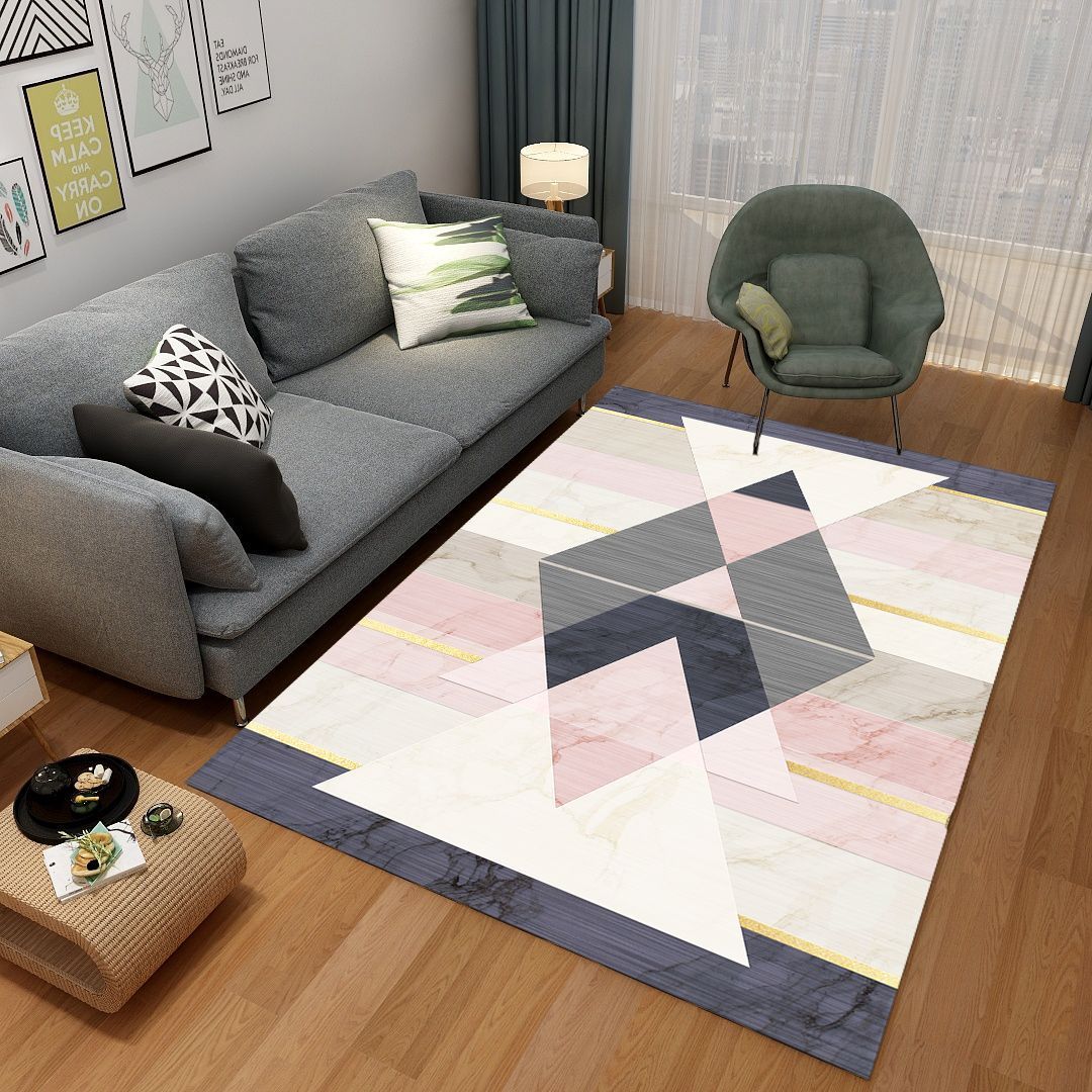 Simplicity Abstract Indoor Rug Stylish Comfort Rectangle Carpet Polyester Non-Slip Backing Rug for Living Room