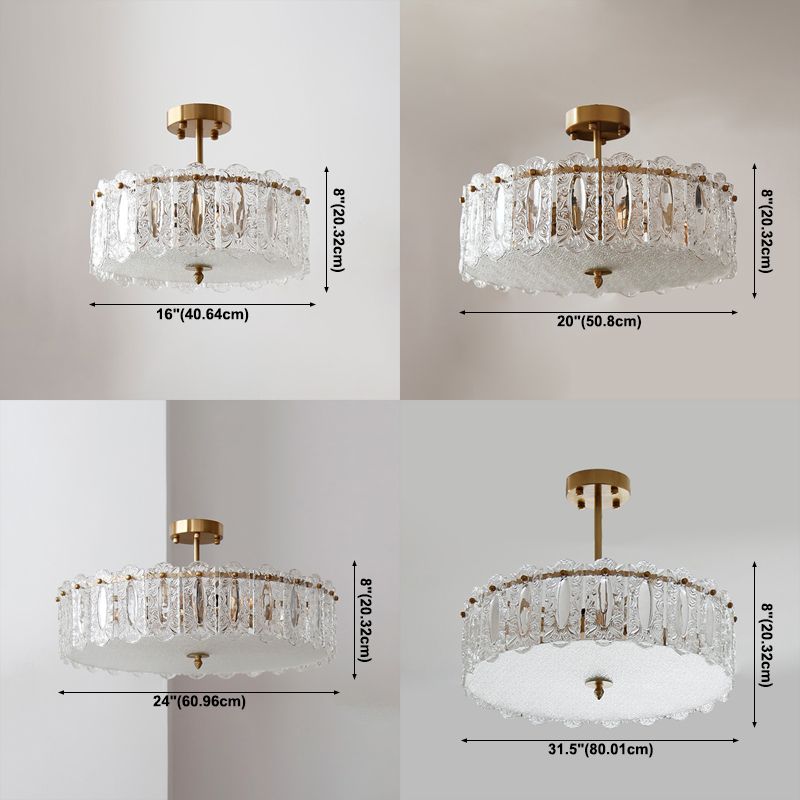 Plafonnier de forme ronde moderne et Simple, montage encastré avec abat-jour en verre pour le salon