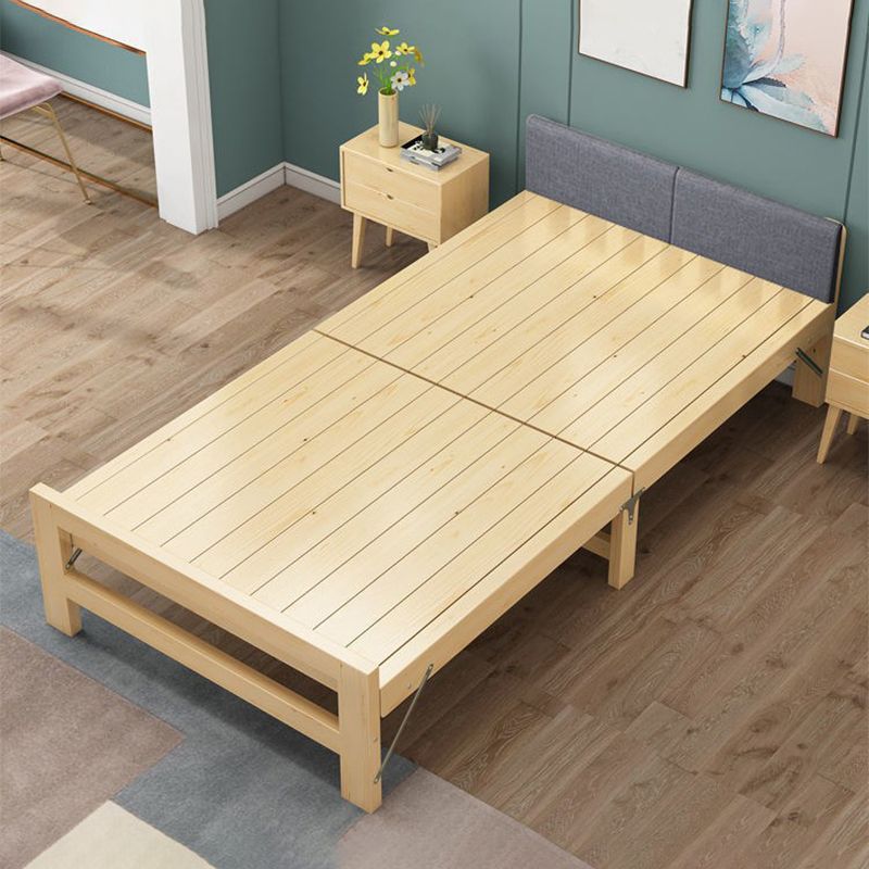 Scandinavian Wood Foldable Bed Low Profile Upholstered Bed with Mattress
