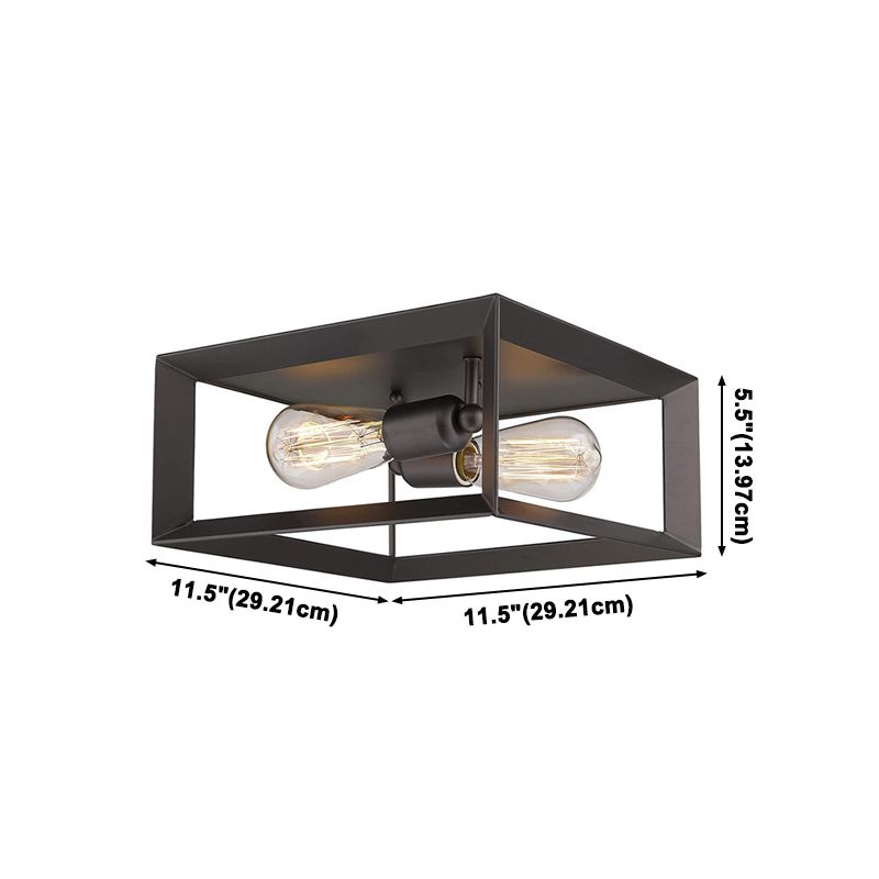 Vintage Style Square Iron Frame Plafoniera 2 Luci Lampada da incasso per sala da pranzo