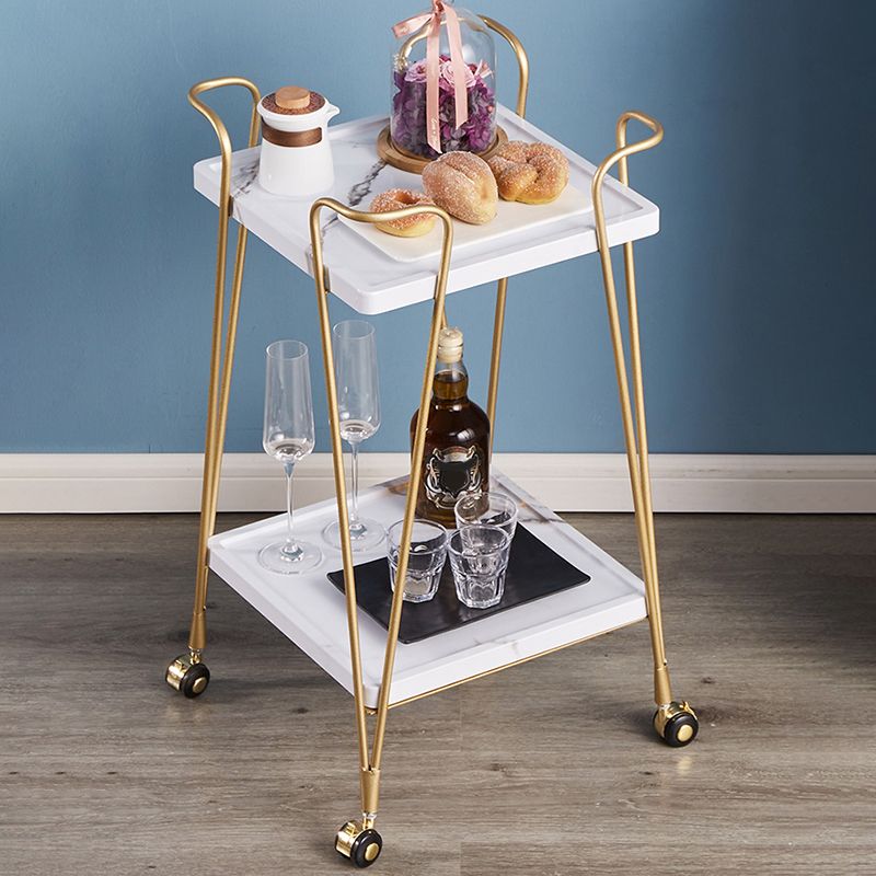 Modern Metal Prep Table Open Storage Rolling Prep Table for Dining Room