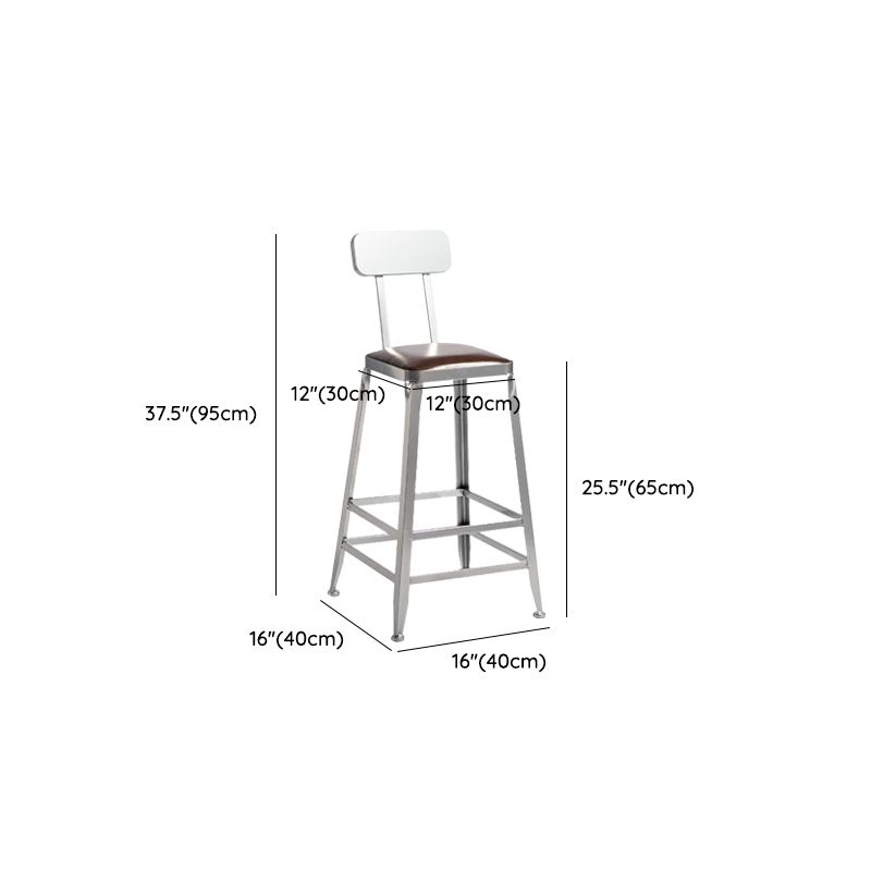 Faux Leather Dining Stools Armless Bar Stools with Metal Base