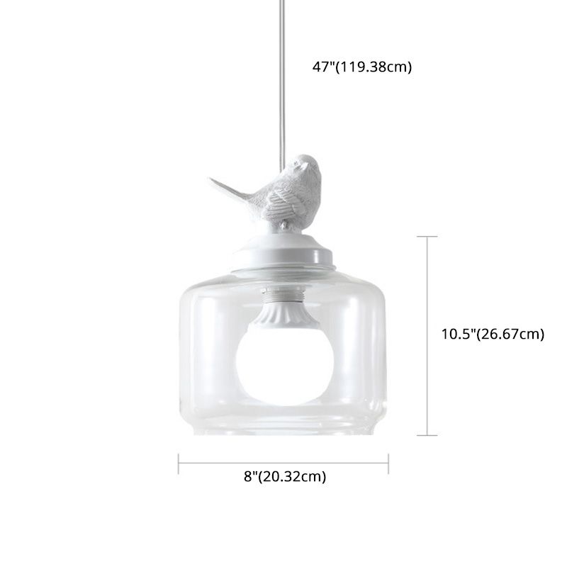 Glasförmige transparente Glashängele hängendes Licht nordische Einfachheit Schlafzimmer Beleuchtung Anhänger mit Harz Vogeldekoration