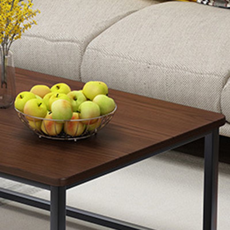 Modern Style Rectangular Wood Table with Black/bass and Metal Frame Base Coffee Table