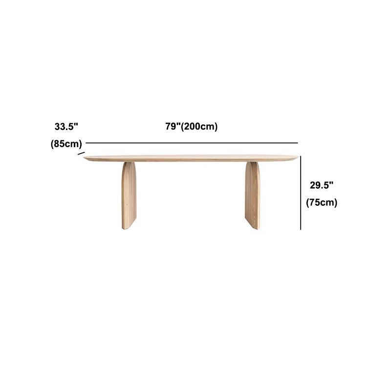 Contemporary Style Dining Table Oval Solid Wood Natural Dinette Table for Home Kitchen