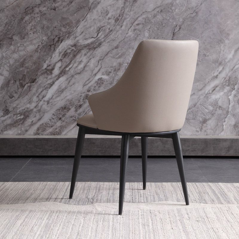Industrial Style Arm Chair Metal Solid Back Dining Room Chair for Dining Room