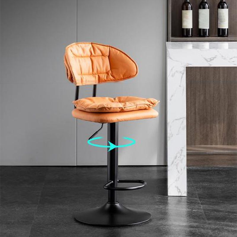 Scandinavian Metal Barstool Adjustable Low Back Leather Barstools in Matte Finish