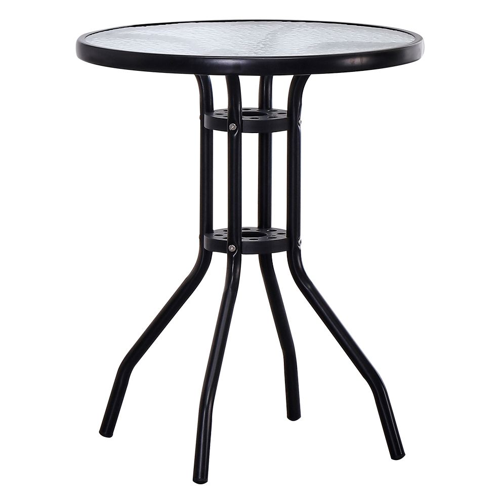Modern Style Glass Dining Room Dinner Kitchen Table Clear Round Table with Metal Base