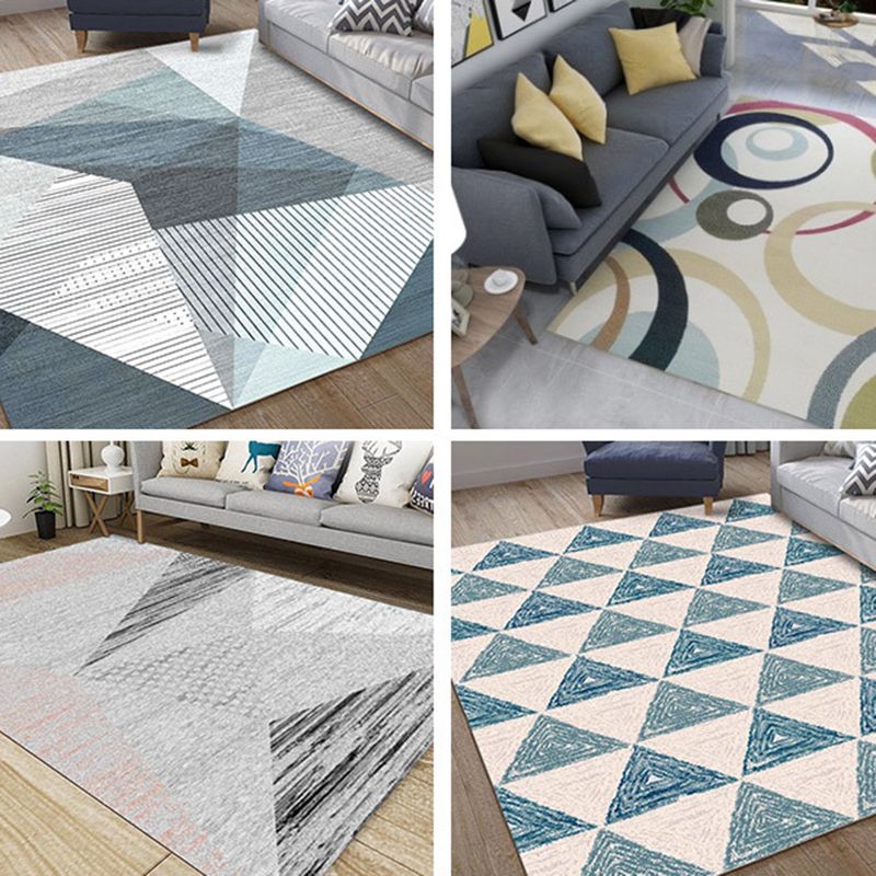 Calming Geo Printed Rug Multicolored Polyster Area Carpet Non-Slip Backing Stain-Resistant Area Rug for Living Room