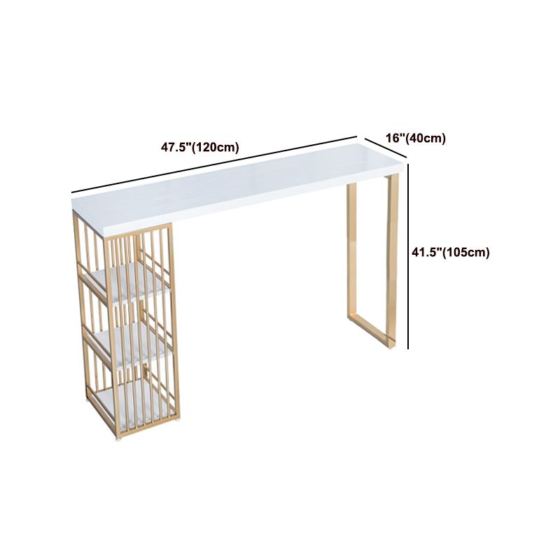Glam 1/3 Pieces Bar Table Set Rectangle Wood Counter Table with High Stools for Cafe
