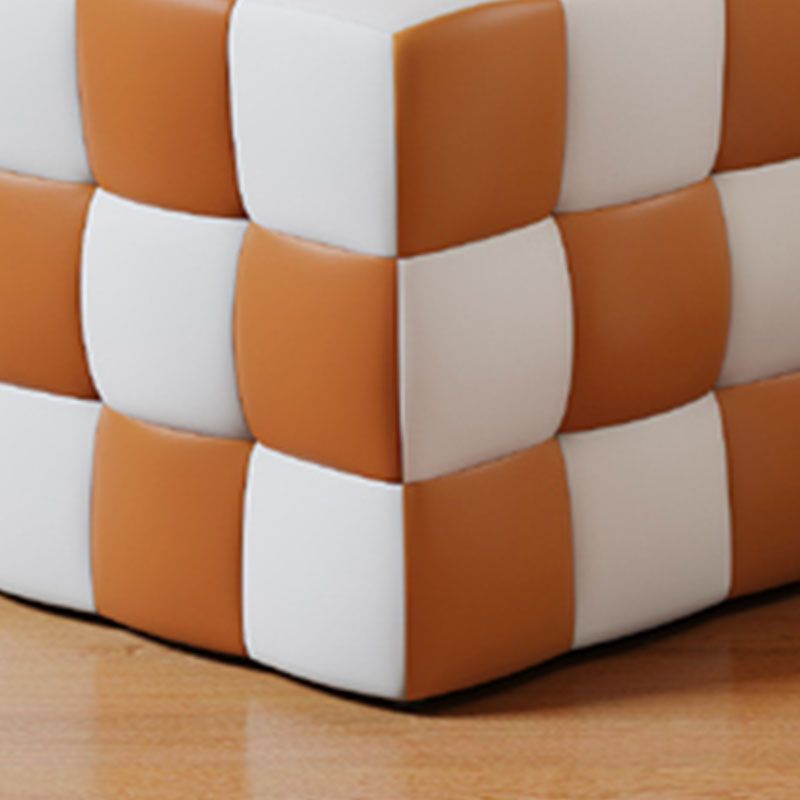 Contemporary Home Square Ottoman Leather Foot Stool with Black Legs