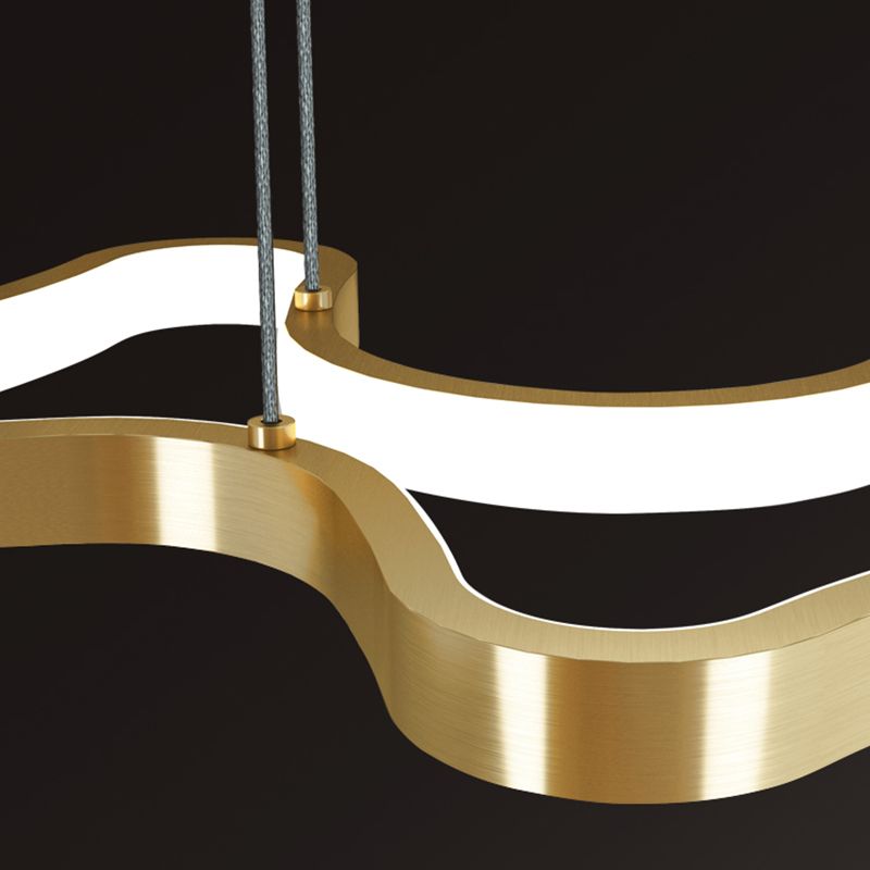 Linear Modern Island Chandelier Lights LED Metal Hanging Ceiling Lights for Dining Room