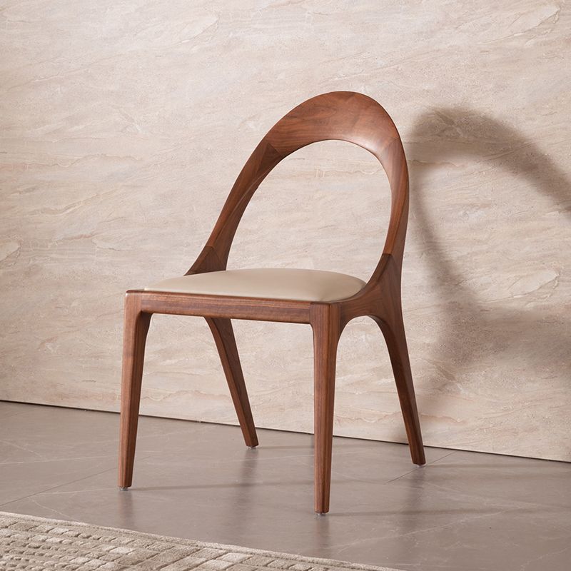 Contemporary Style Open Back Solid Wood Home Dining Side Chair