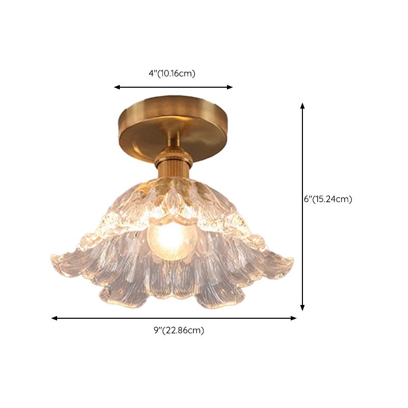 Modern Ceiling Mount Light 1-Light Ceiling Light with Glass Shade for Bedroom