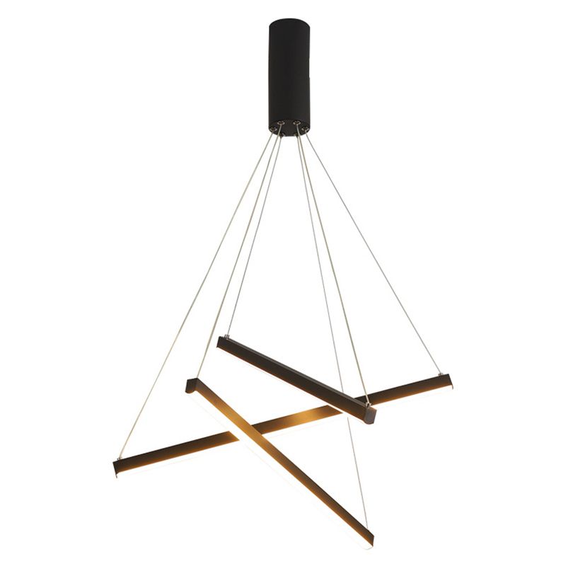 Linear Ceiling Pendant Light Minimalist Style Metal LED Black Chandelier Pendant Light