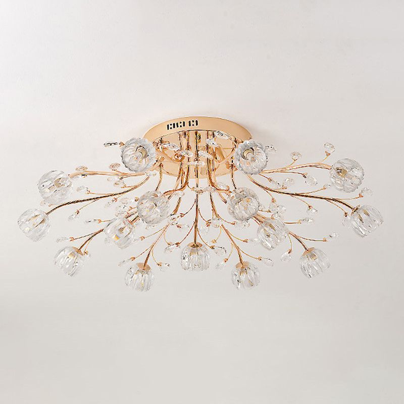 Luminaire de plafond de salon en métal de plafonnier encastré moderne avec abat-jour en verre