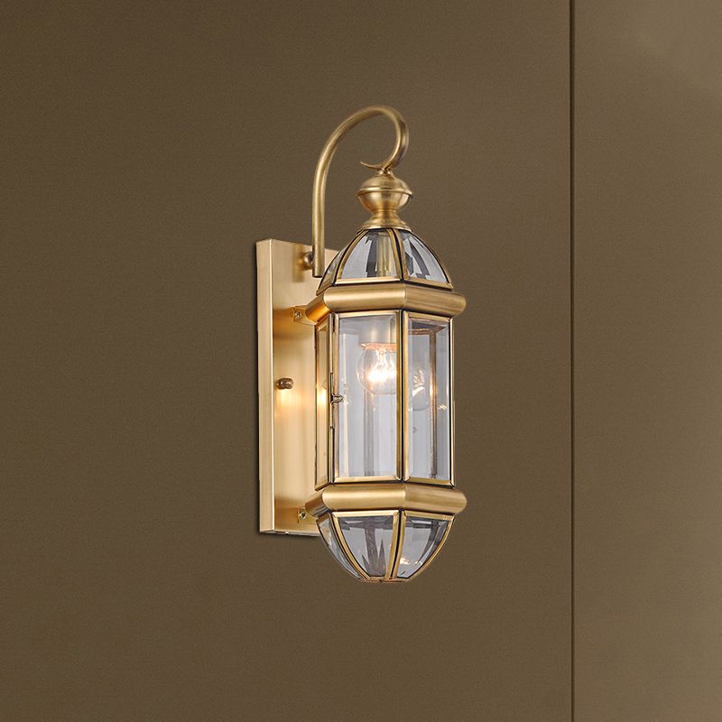 Metal Gold Sconce Light Lantern 1 Head Traditionalism Traditionalisme Éclairage mural pour le couloir