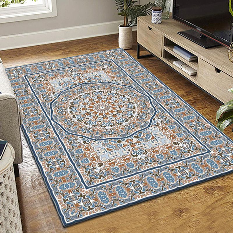 Dark Red Victorian Rug Polyester Graphic Rug Non-Slip Backing Rug for Living Room