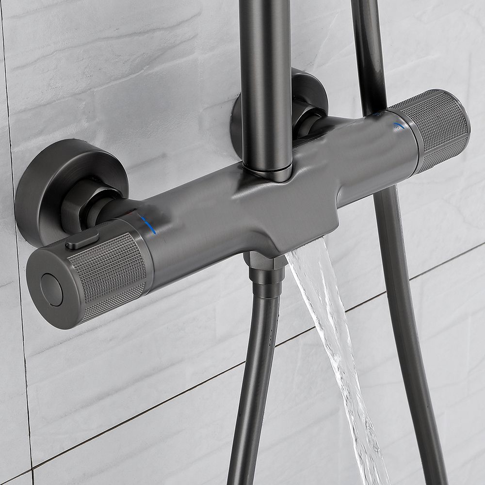 Wall Mounted Shower System Grey Knob Handle Shower System with Hand Shower