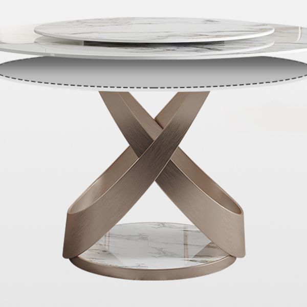 Modern 1/4/5/7 Pieces Dinette Set with White Sintered Stone Round Dining Table Set