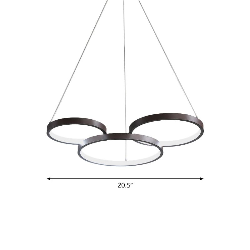 Modernist LED Chandelier Pendant Brown 3/4/5 Tiers Halo Ring Hanging Lamp with Acrylic Shade