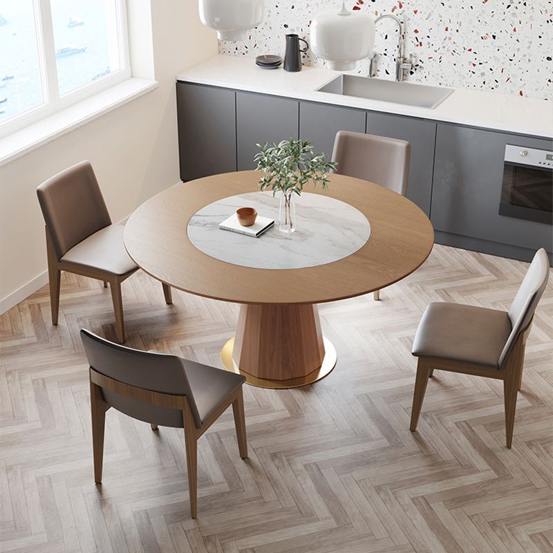 Modern Dining Table Set 1/3/4/5 Pcs Round Solid Wood Dining Table and Chairs