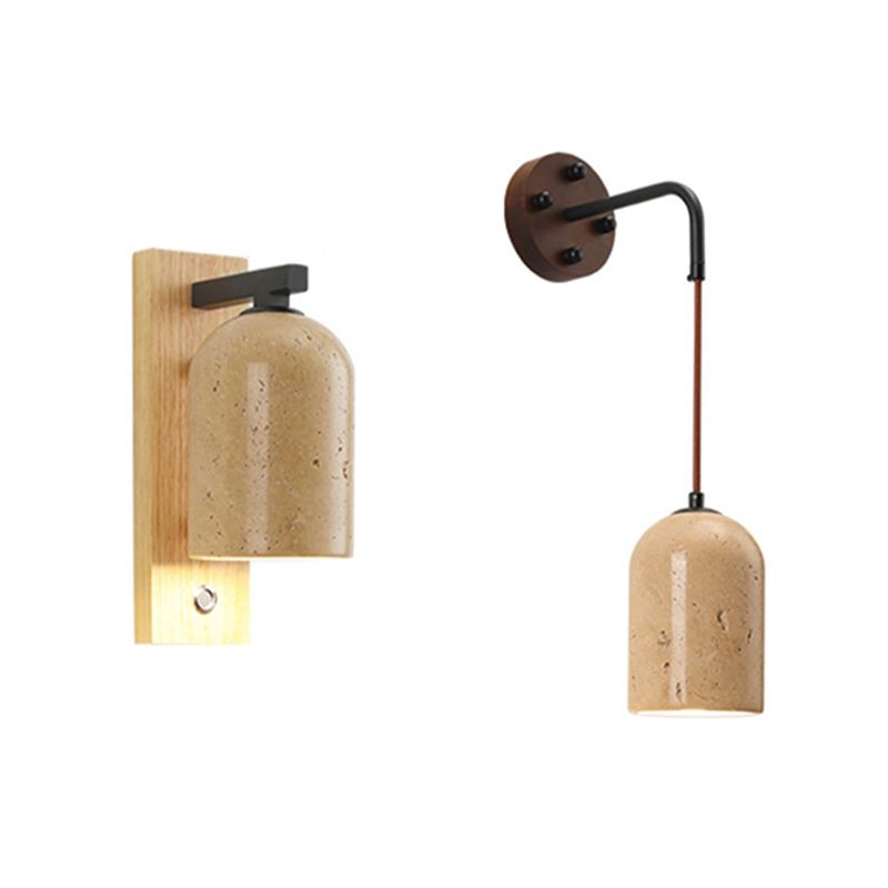 Modern Simple Wooden Wall Light Cylinder Shape Wall Lamp for Living Room