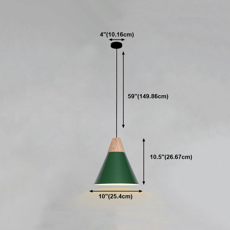 Lampada a sospensione verde a bulbina singola Metal Geometric Luce sospesa per sala da pranzo