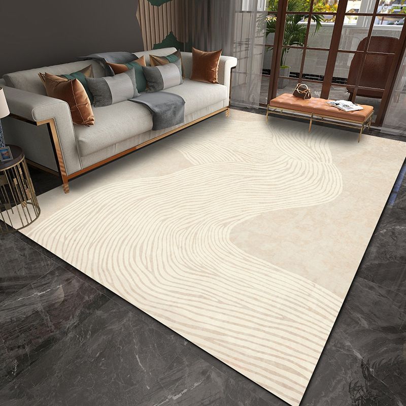 Alfombra de alfombra de curva beige alfombra de respaldo sin deslizamiento para salón para el salón