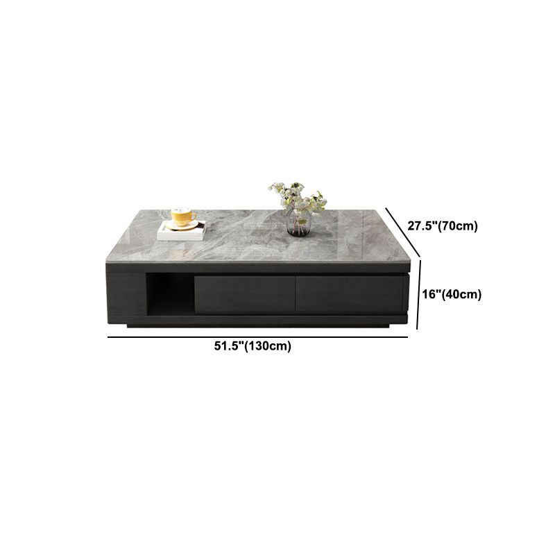 Pedestal Base Coffee Table with 3 Storage Drawers and Shelf in Grey