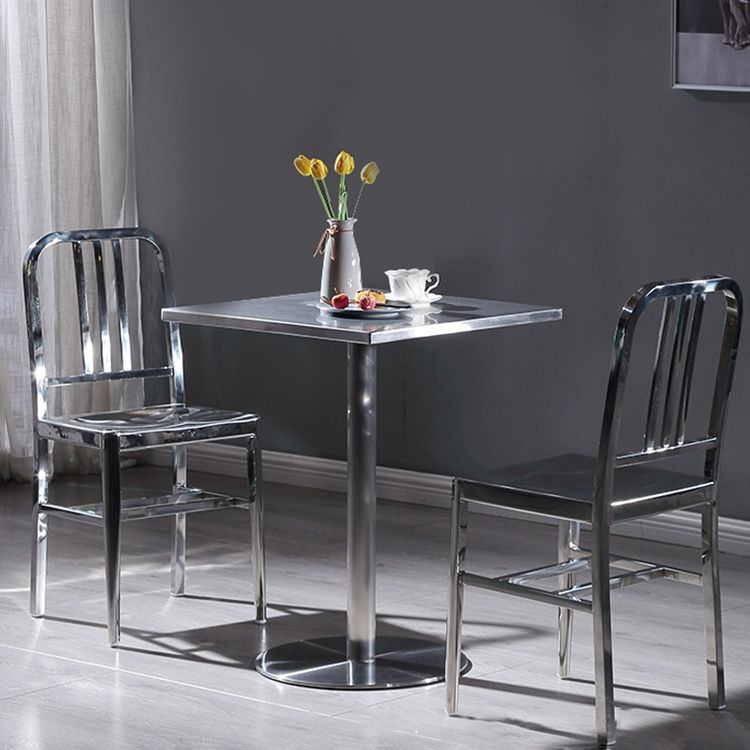 Industrial Dining Room Table Stainless Steel Table with Pedestal Table