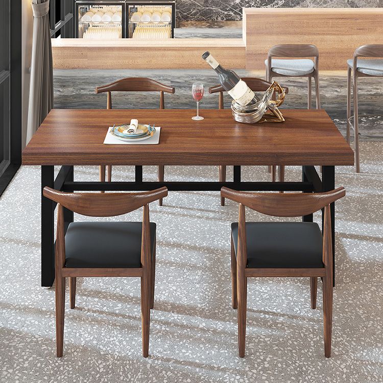 Industrial Rectangle Dining Table Wooden Table with Metal Base for Home Use