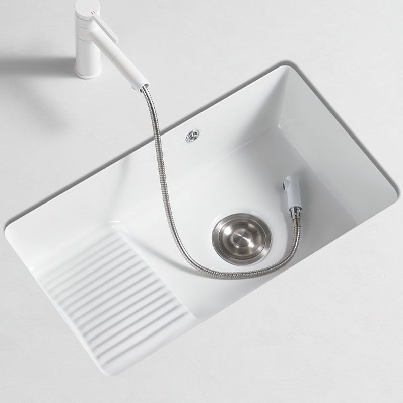 Traditional Undermount Vanity Sink Porcelain Rectangular with Overflow Basin Sink