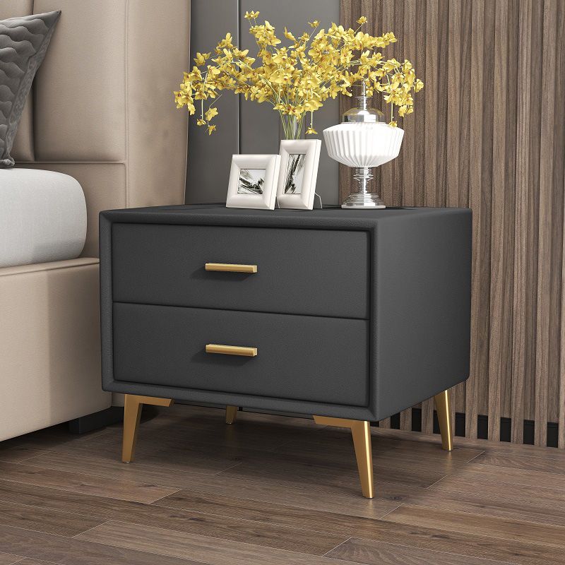 1-Drawer Nightstand 18.5" H Wooden Bed Nightstand with 4 Legs