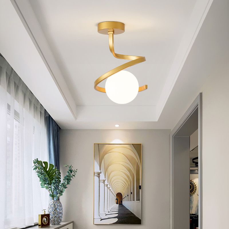 Spherical Ceiling Mount Light 1-Light Modern Round with Glass Shade for Aisle