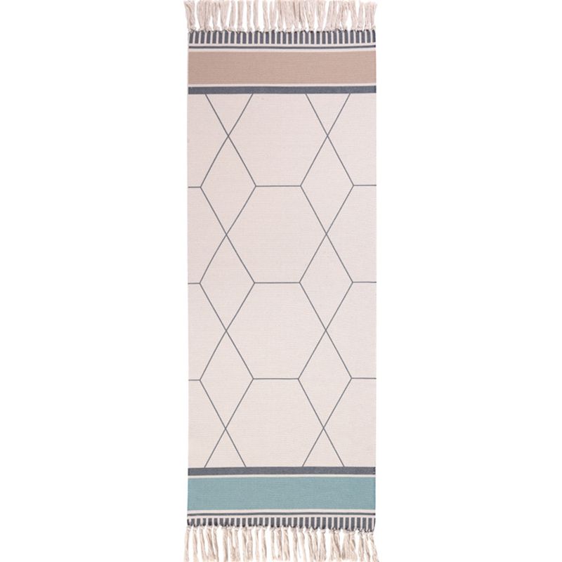 Multi Color Funky Rug Cotton Geometric Shapes Rug Pet Friendly Machine Washable Carpet for Bedroom