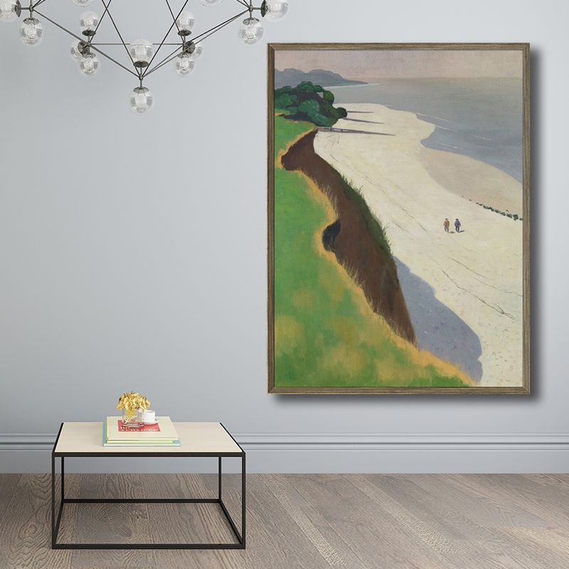 Seaside Scenery Art Print Living Room Wrapped Canvas Green Textured, Multiple Sizes